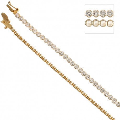 Bracelet tennis en or jaune 18 ct 750/1000 et zircons blancs pour femme