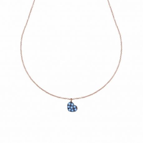 Naszyjnik w kształcie serca z niebieską cyrkonią, ze złota różowego 18k