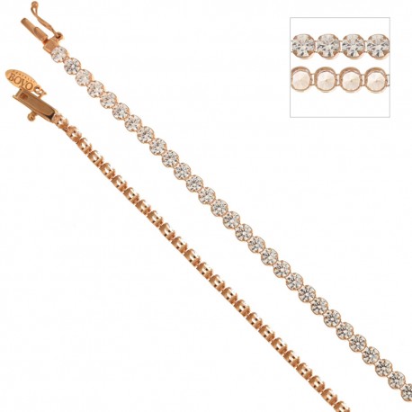 18 kt 750/1000 rosa guld tennisarmbånd med hvide zirkoner til kvinder