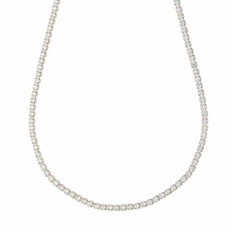 Tennisketting met witte zirkonen, in 18 karaat geelgoud