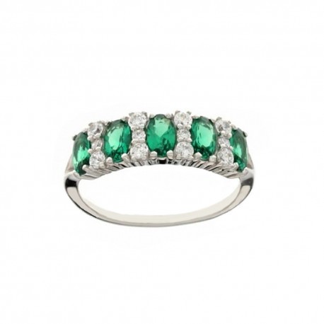 white gold 18k 750/1000 with green and white stones cleopatra woman ring