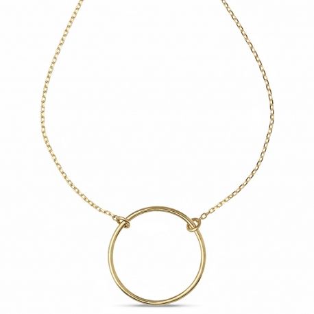 Náhrdelník s okrúhlym elementom z 18k žltého zlata s bielym zirkónom