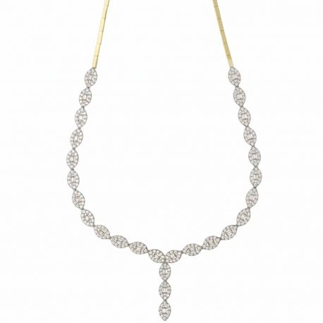 Necklace with Rigid Central Element, with White Zirconia in 18k Gold