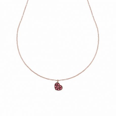 Náhrdelník so srdcom a červeným zirkónom, vyrobený z 18-karátového ružového zlata