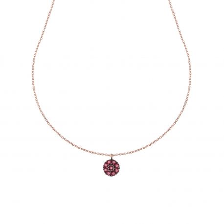 Round Element Necklace with Green Zircon, in 18k Rose Gold