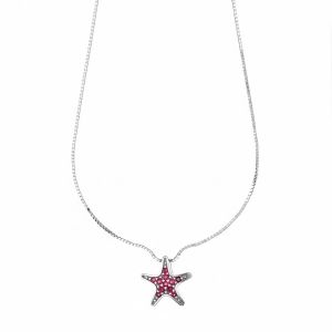 18k White Gold Red Zircon...