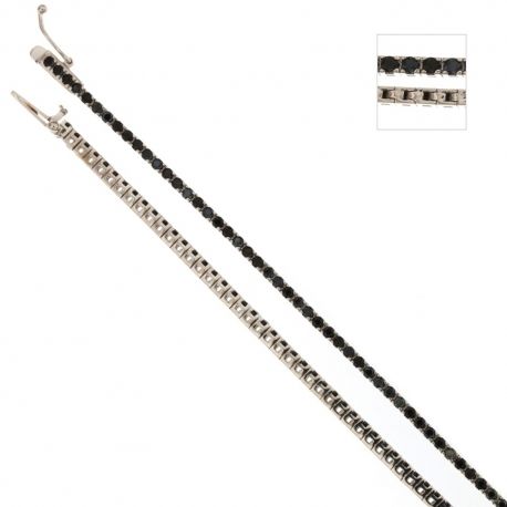 18 kt 750/1000 valkokultainen tennisrannekoru mustilla zirkoneilla naisille