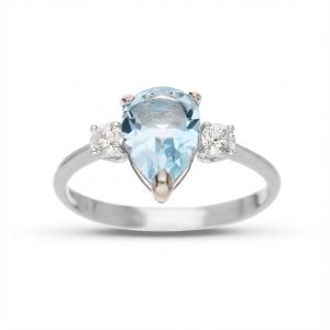 18k White Gold Blue Topaz...