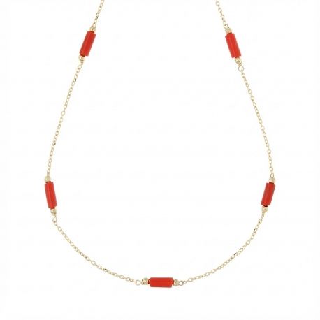 Coral Cylinder Necklace in 18kt Yellow Gold
