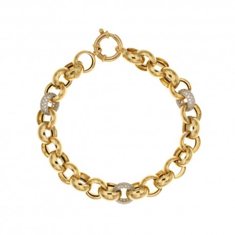 Bracelet en or blanc et jaune 18 carats avec maillons en zircon pour femme