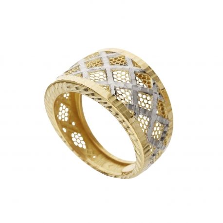 18k Yellow and White Gold Band Ring