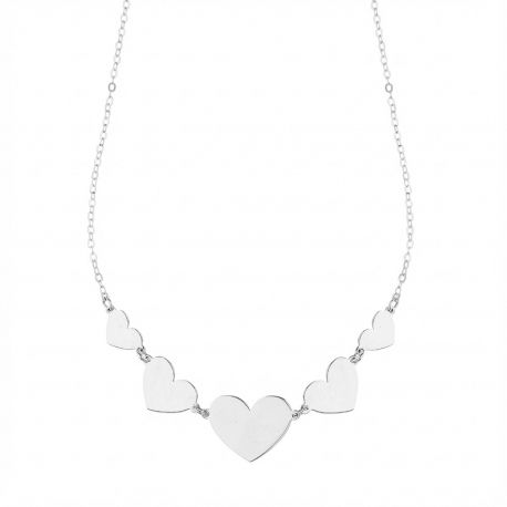 Collier cinq cœurs en or blanc 18 carats