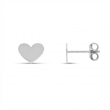 Boucles d'oreilles en forme de cœur en or blanc 18 carats