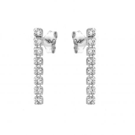 18k White Gold Tennis Earrings with Zirconia