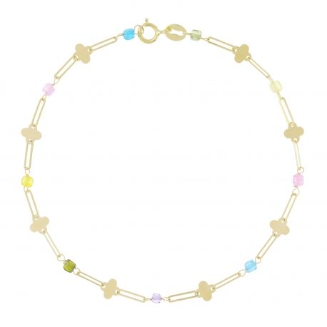 18k Yellow Gold Bracelet with Colored Stones