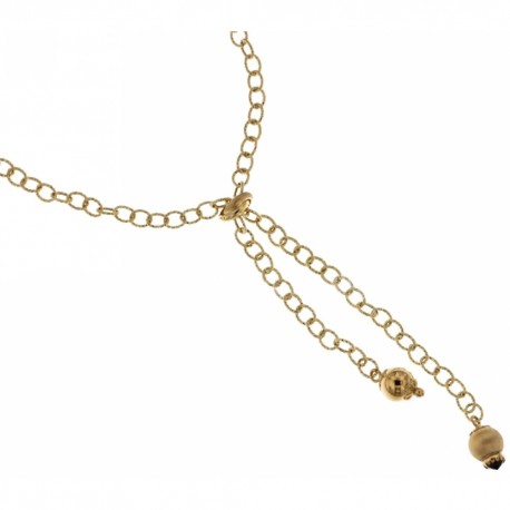 Halskette aus 18-karätigem 750/1000-Gelbgold mit polierten und satinierten Kugeln und zentralem Knoten