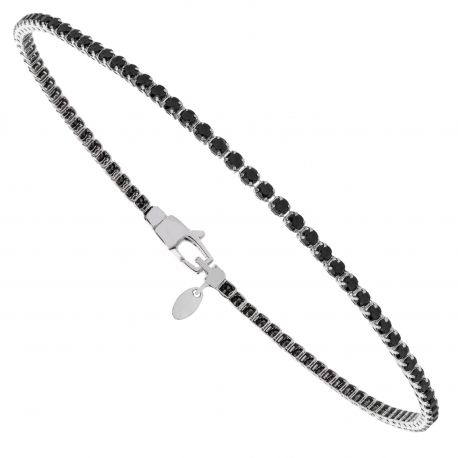 Pulseira de tênis em ouro branco 18k com zircônias pretas