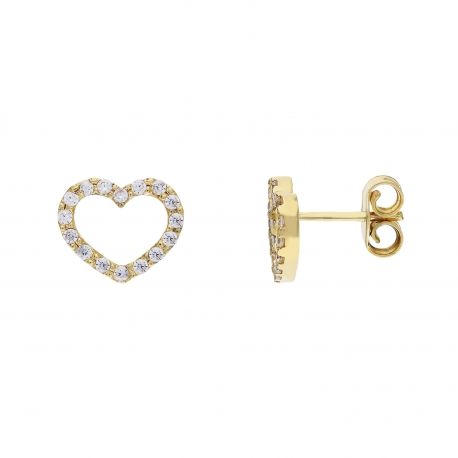 Boucles d'oreilles en forme de cœur en or jaune 18 carats