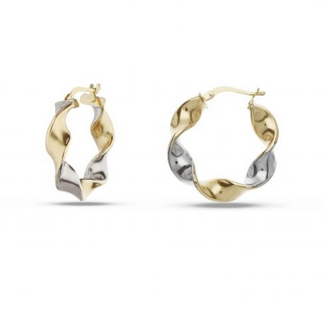 Pendientes Torchon en oro blanco y amarillo de 18 k