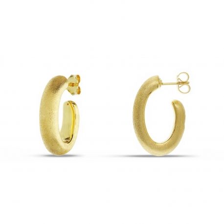 Brincos ovais acetinados em ouro amarelo 18k