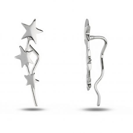 Brincos "Caminho Estrelado" em ouro branco 18k