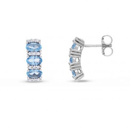 Pendientes Trilogía de Oro Blanco de 18k con Topacio y Circonitas