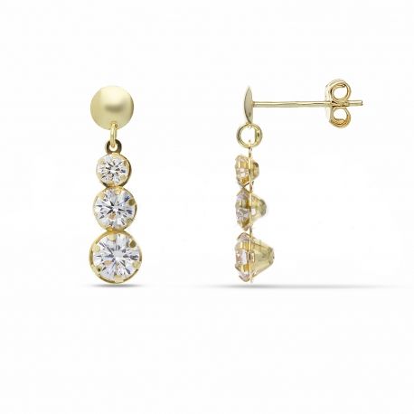 Orecchini Trilogy con Punti Luce in Oro Giallo 18k