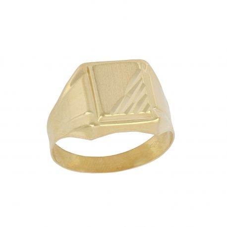 Bague homme rectangulaire en or jaune 18 carats