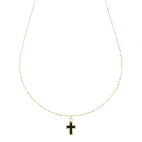 Collana in Oro Giallo 18k con Croce Onice