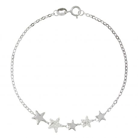 18k White Gold Star Bracelet