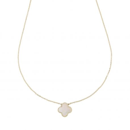 Four-Leaf Clover Necklace with Mother-of-Pearl and 18k Gold
