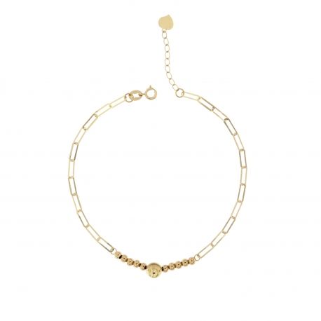 18k geelgouden armband met paperclip-schakels en dunne schakels