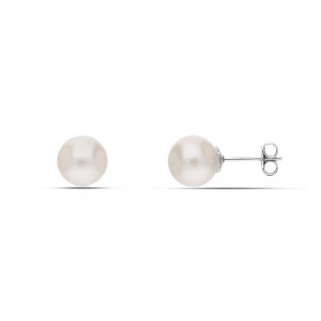 Boucles d'oreilles en perles naturelles et or blanc 18 carats