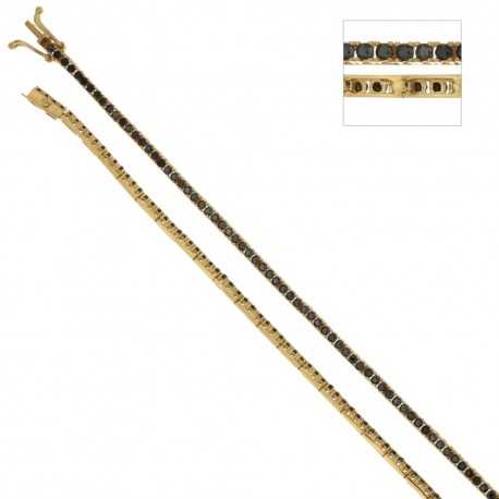 18 kt 750/1000 guld tennisarmbånd med sorte zirkoner til kvinder