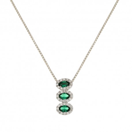 Trinidad ogrlica od 18 kt 750/1000 bijelog zlata sa zelenim i bijelim kamenčićima